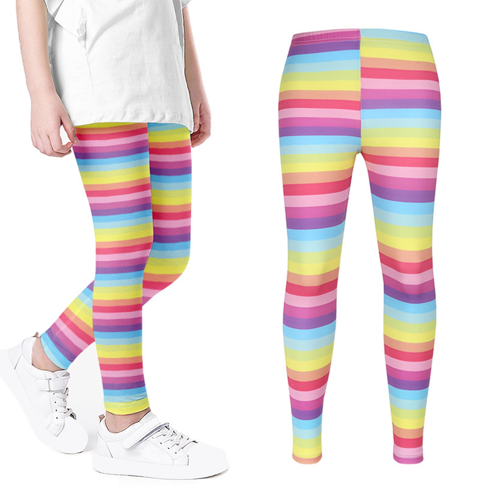 Odeerbi Kids Girls Cartoon Print Leggings Children's Printed Outer Wear Pants Girls Thin Style Leggings Multicolor 7-8 Years
